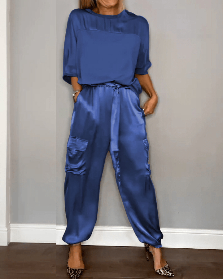 Levoire | Ensemble satin chic femme Bleu