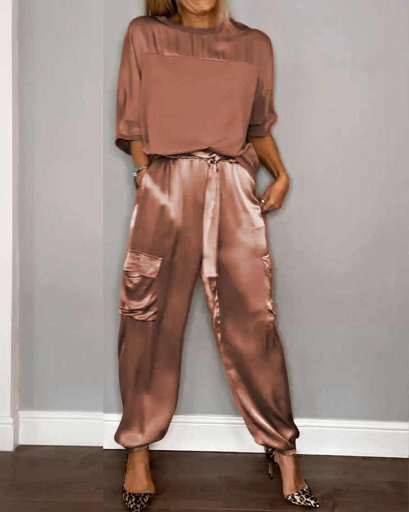 Levoire | Ensemble satin chic femme Braun