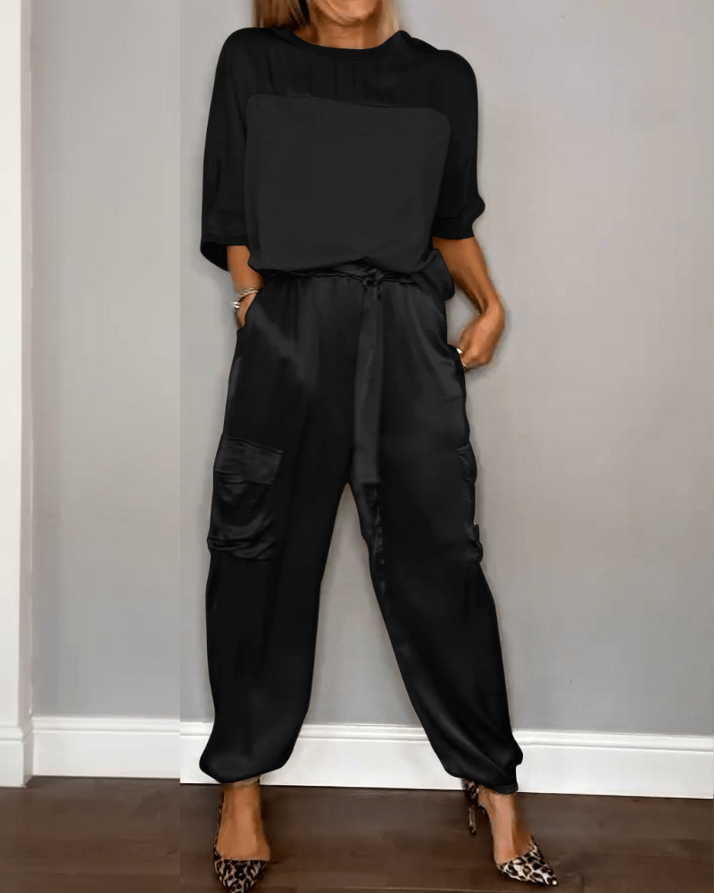Levoire | Ensemble satin chic femme Noir
