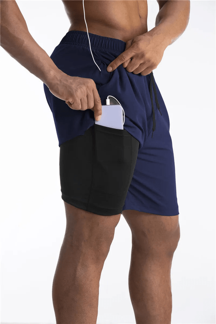 Levoire | Short de course avec sous-vêtement et poche, séchage rapide et confortable Bleu