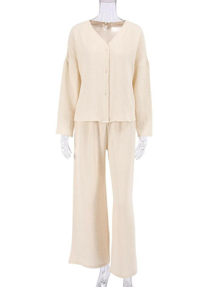 Levoire | Kaki Pur Coton Coupe Ample Pantalon Set