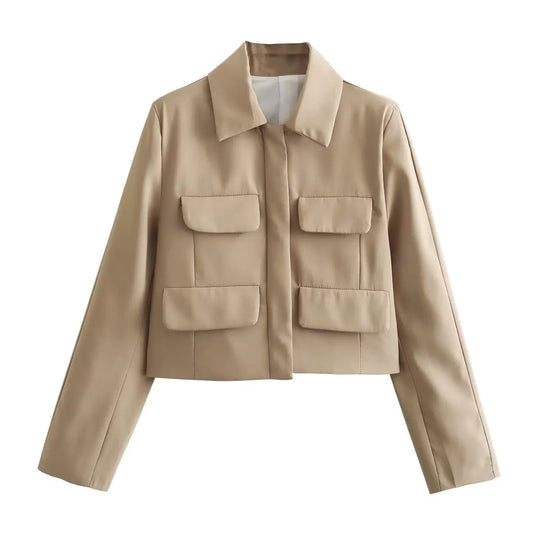 Levoire | Veste Longue À Boutons Et Multiples Poches Khaki