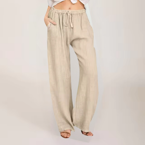 Levoire | Pantalon En Coton Et Lin Respirant Pour Femmes Kaki