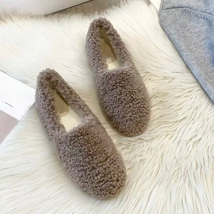 Levoire | Sandales basses à glissière confortables en fourrure Kaki