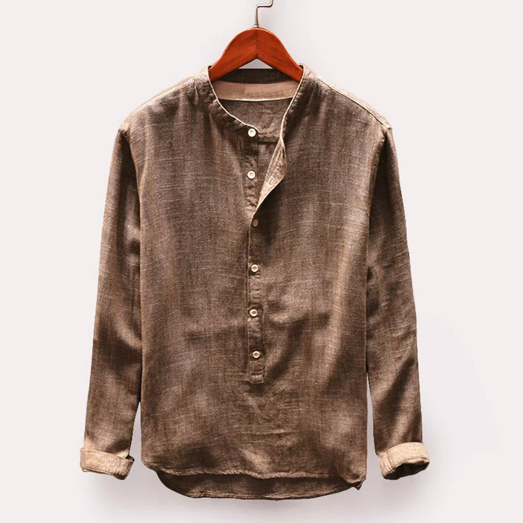 Levoire | Chemise Classique À Manches Longues Pour Hommes Khaki