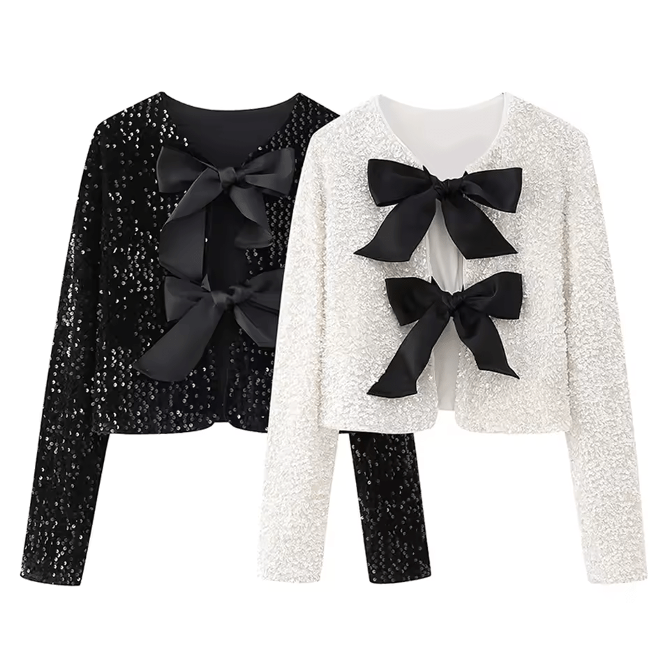Levoire | Veste élégante nœuds paillettes femme