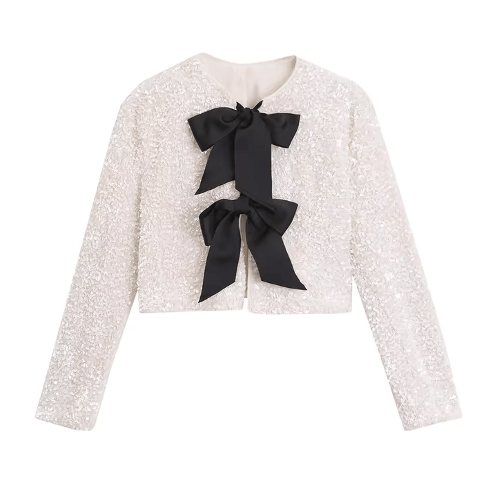 Levoire | Veste élégante nœuds paillettes femme Blanc