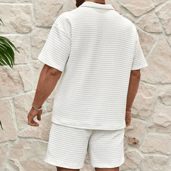 Levoire | Luxe tenue d'été pour hommes polo zippé half avec shorts assortis