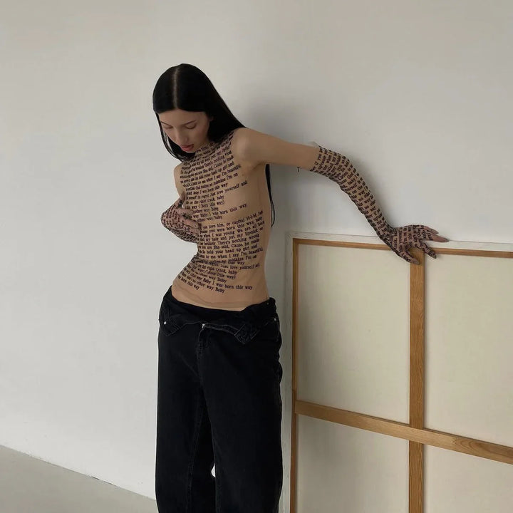 Levoire | Haut De Tatouage En Maille Linguistique Avec Gants