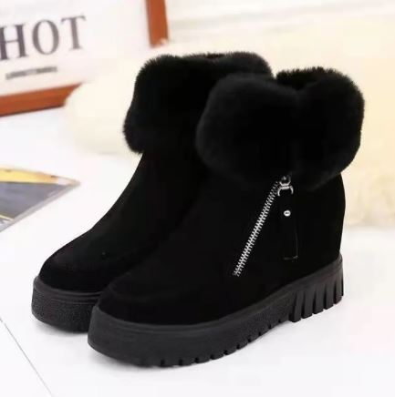 Levoire | Bottes En Peluche Confortables Et Antidérapantes Avec Fermeture Éclair Noir