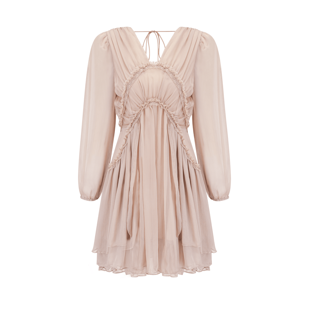 Levoire | Robe Mini À Volants À Manches Longues Rose