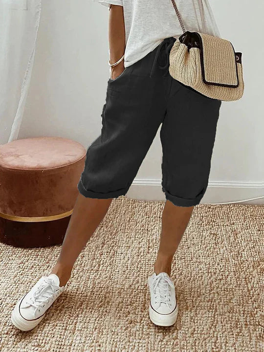 Levoire | Shorts Pour Femmes En Coton Et Lin Noir