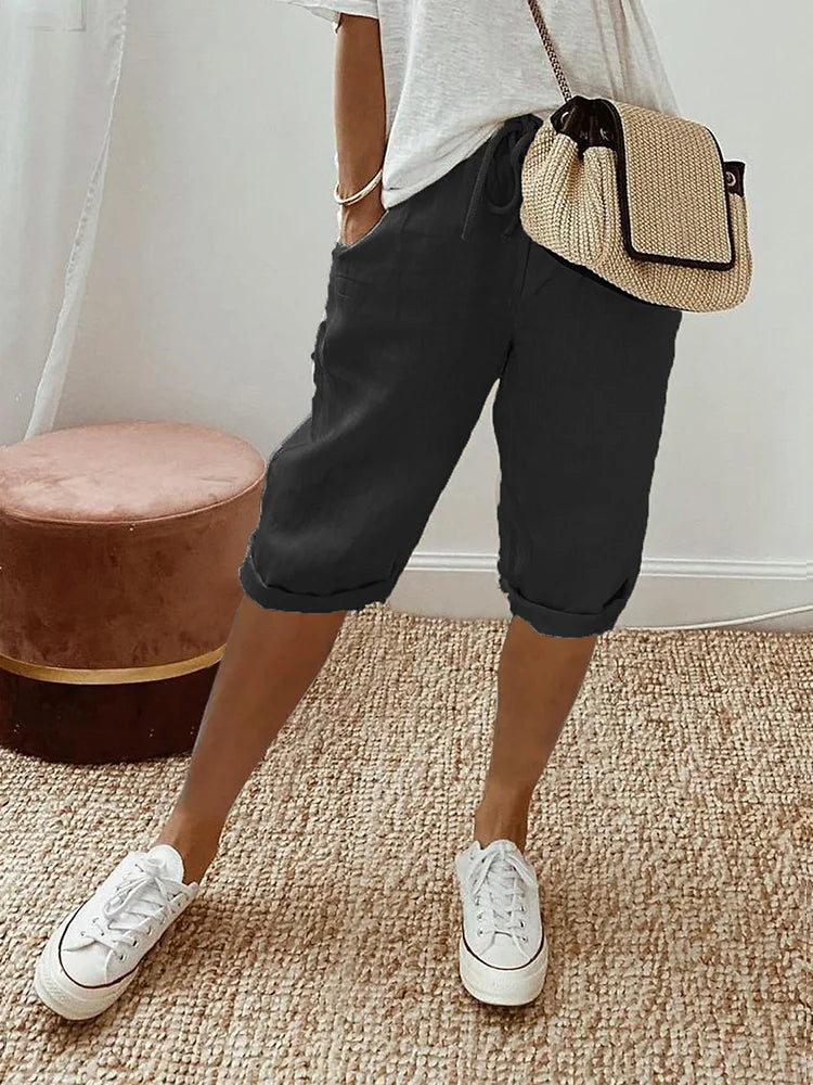 Levoire | Short Femme En Coton Et Lin Noir