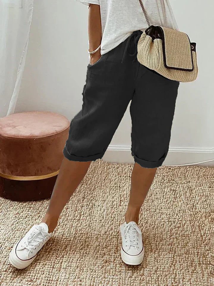 Levoire | Shorts Pour Femmes En Coton Et Lin Noir