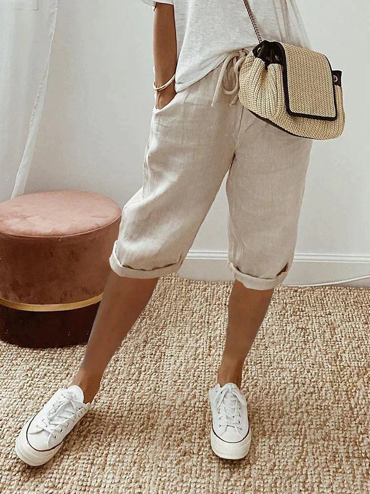Levoire | Coton Lin Femmes Shorts Beige