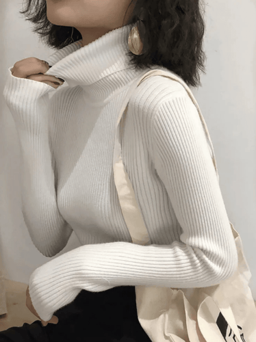 Levoire | Pull pour femmes côtelé chaud confortable col roulé slim fit