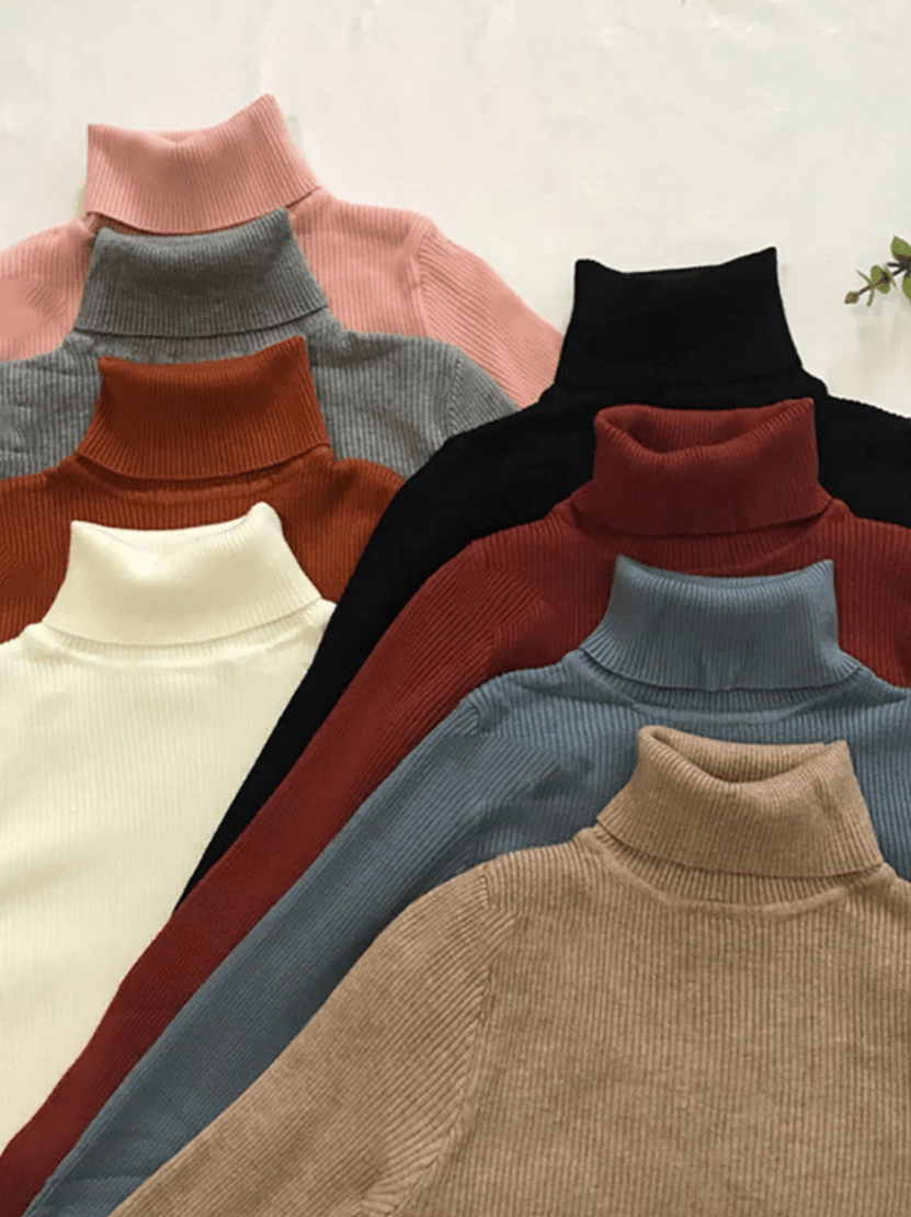 Levoire | Pull pour femmes côtelé chaud confortable col roulé slim fit
