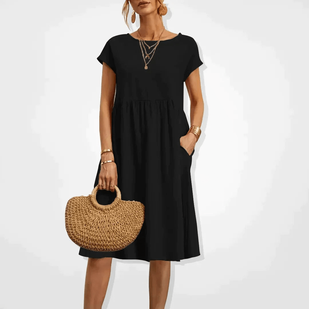 Levoire | Robe Midi Élégante Été Femme Noir