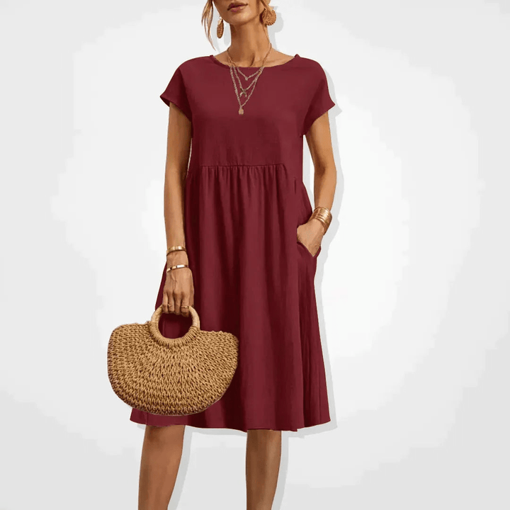 Levoire | Robe Midi Élégante Été Femme Bordeaux