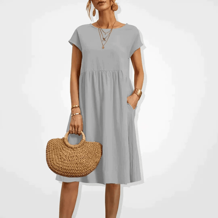 Levoire | Robe Midi Élégante Été Femme Gris