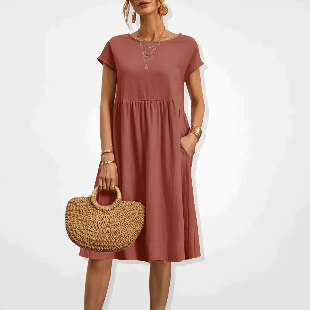 Levoire | Robe Midi Élégante Été Femme Orange