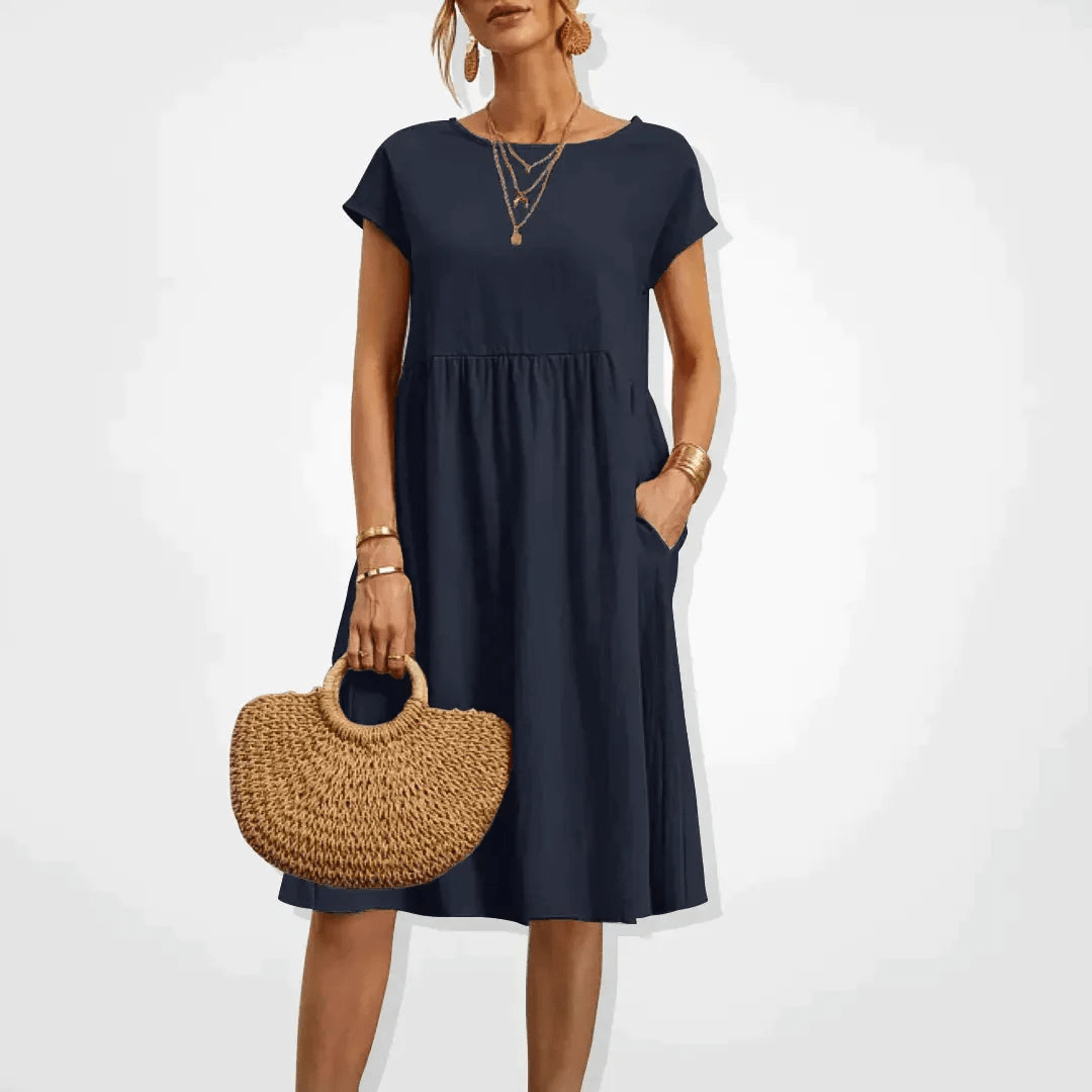 Levoire | Robe Midi Élégante Été Femme Bleu foncé