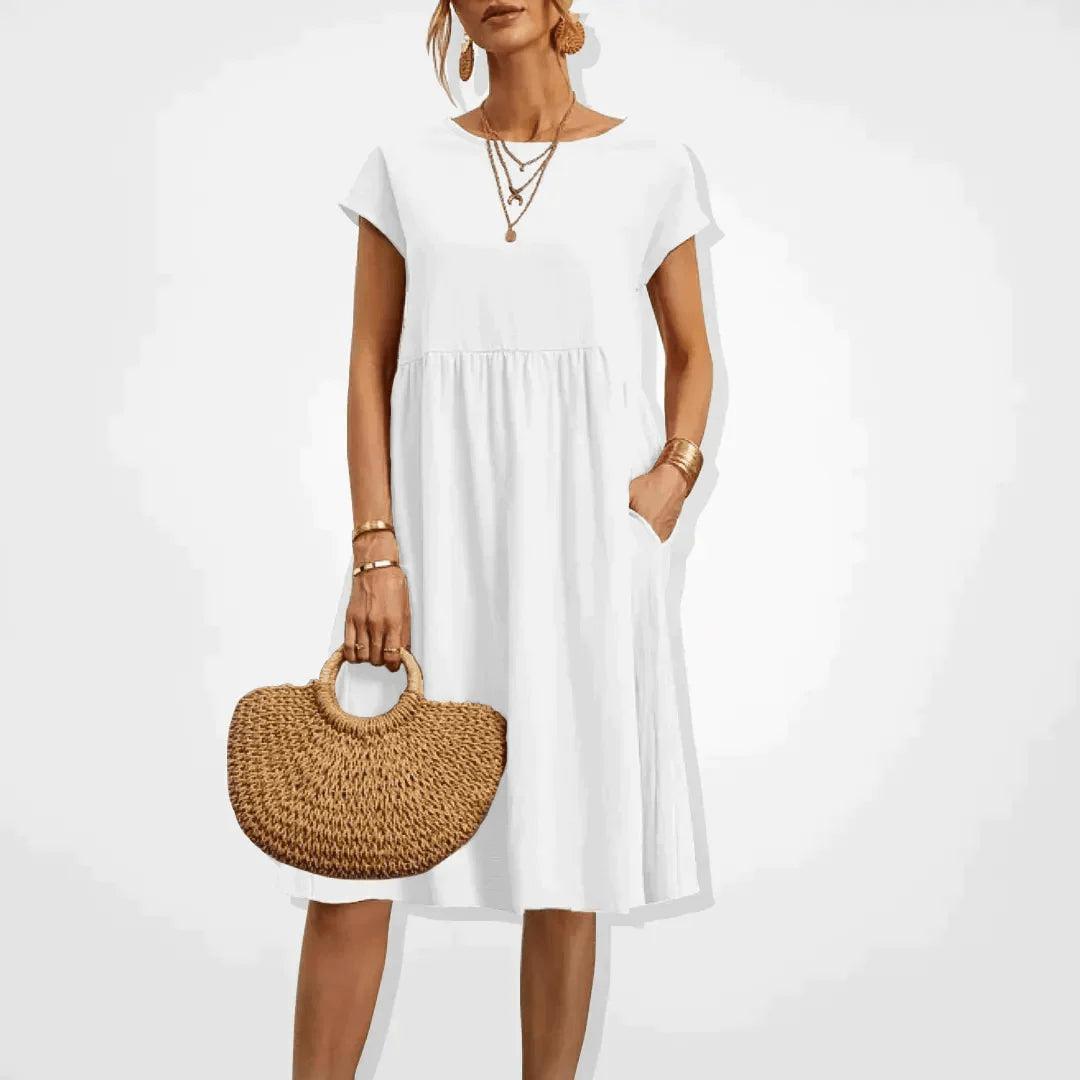 Levoire | Robe Midi Élégante Été Femme Blanc