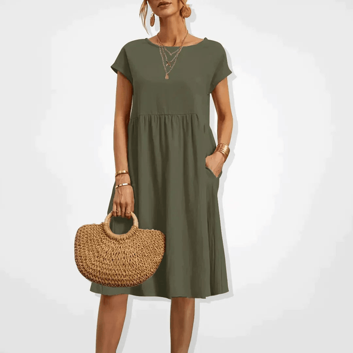 Levoire | Robe Midi Élégante Été Femme Vert