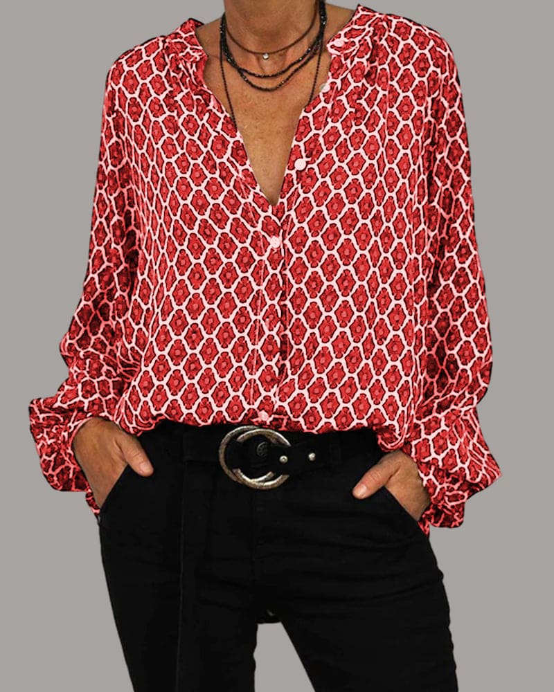 Levoire | Blouse Boho Chic V Décolleté Printemps Rot