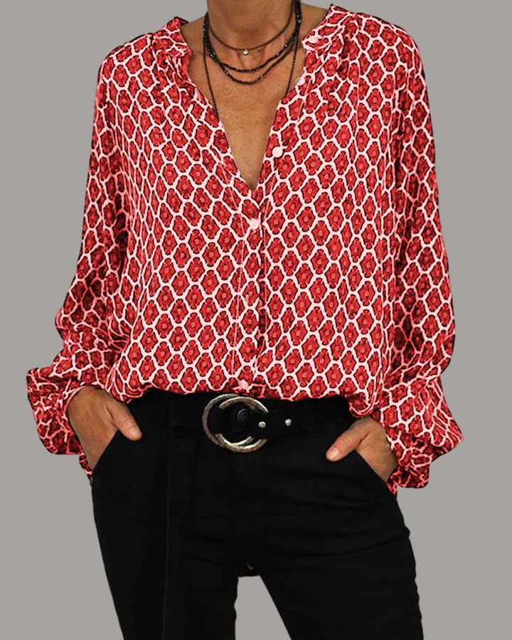 Levoire | Blouse Boho Chic V Décolleté Printemps Rot