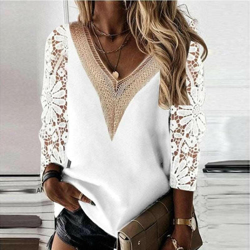 Levoire | Blouse À Manches Longues Avec Décolleté En V Orné De Dentelle