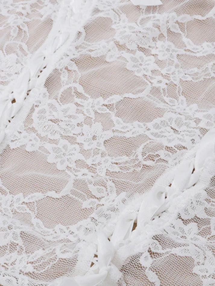 Levoire | Haut À Manches Longues Décolleté Épaules Nues Avec Volants Et Jupe À Niveaux