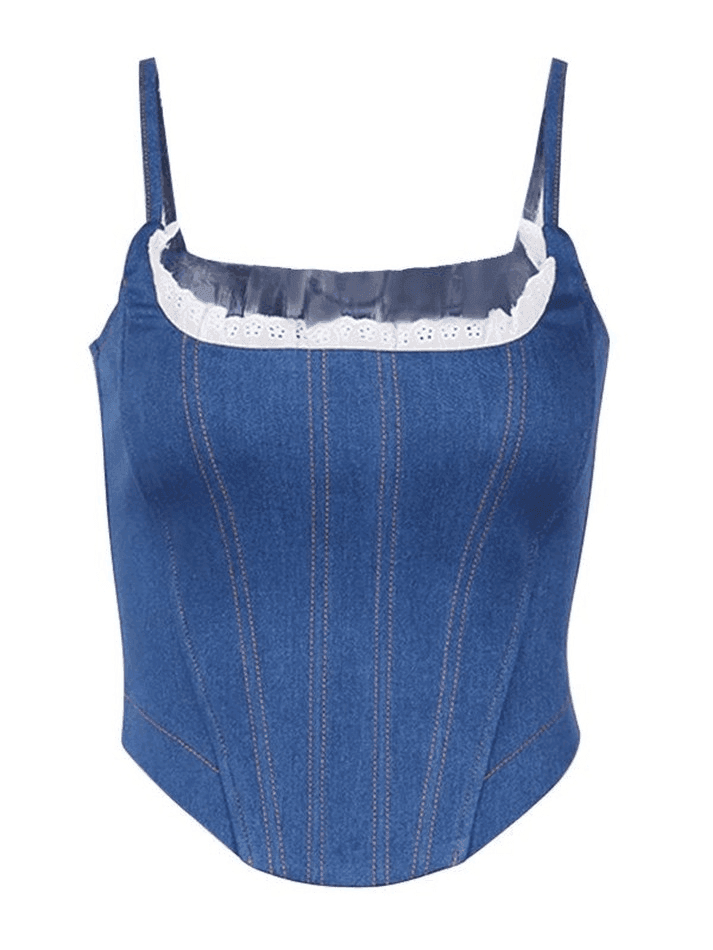 Levoire | Panneau En Dentelle Top En Denim