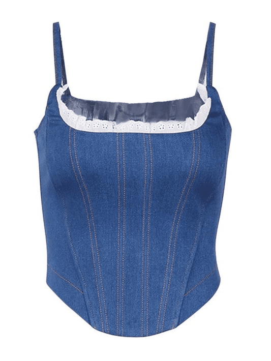 Levoire | Panneau En Dentelle Top En Denim