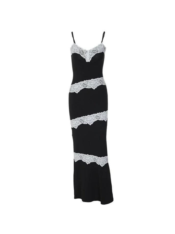 Levoire | Robe Maxi Avec Patchwork En Dentelle Et Décolleté En V