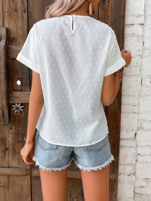 Levoire | Col en V T-shirt à manches courtes pointues ample polyvalent