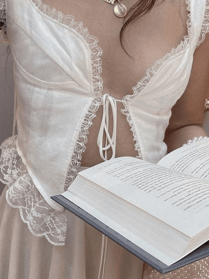 Levoire | Top À Volants Avec Broderie En Dentelle Design Court