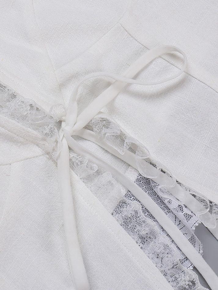 Levoire | Top À Volants Avec Broderie En Dentelle Design Court