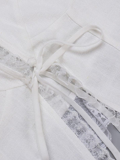 Levoire | Top À Volants Avec Broderie En Dentelle Design Court