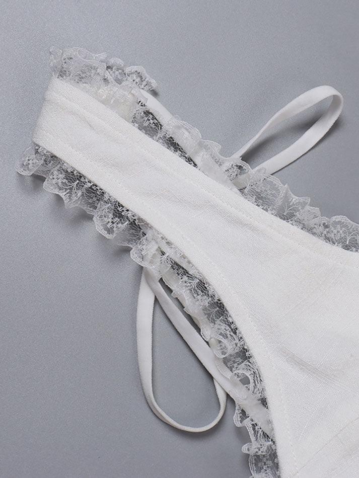 Levoire | Top À Volants Avec Broderie En Dentelle Design Court