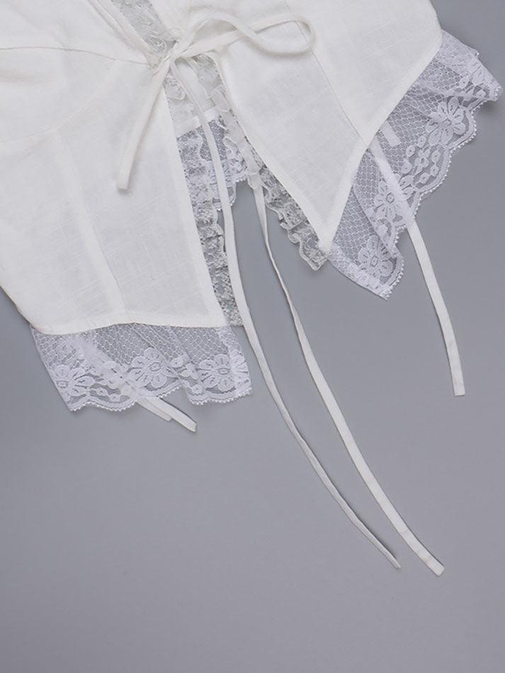 Levoire | Top À Volants Avec Broderie En Dentelle Design Court