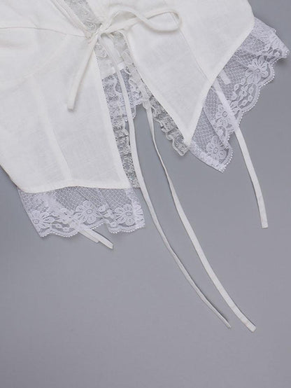 Levoire | Top À Volants Avec Broderie En Dentelle Design Court