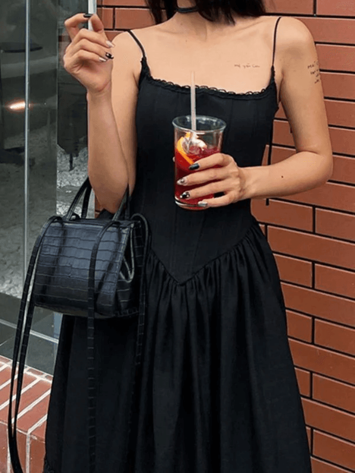 Levoire | Corset À Lacets Robe Maxi Noire