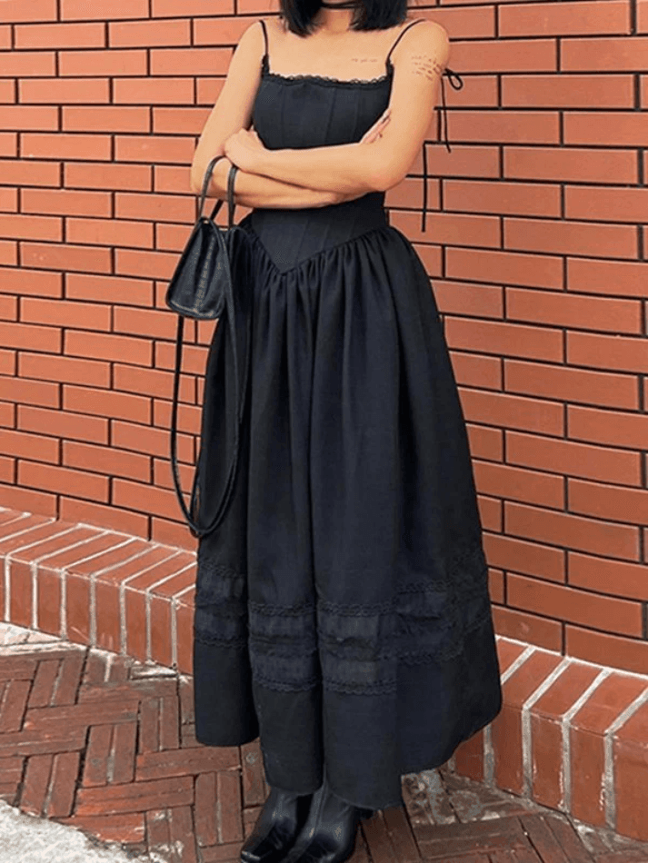 Levoire | Corset À Lacets Robe Maxi Noire