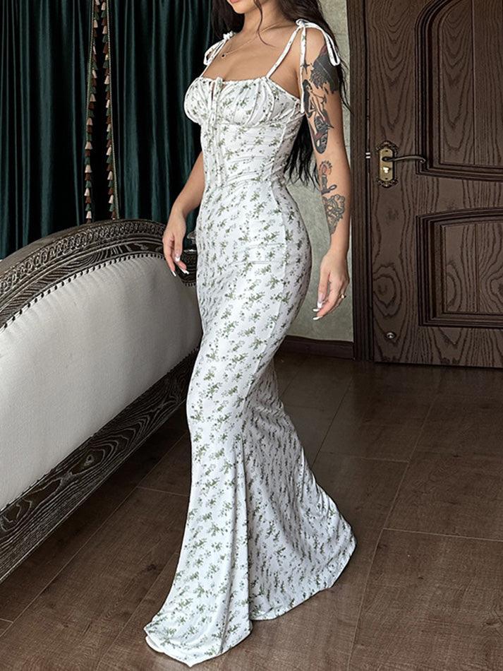 Levoire | Robe Maxi Avec Laçage Et Motif Floral Pour Un Look Romantique