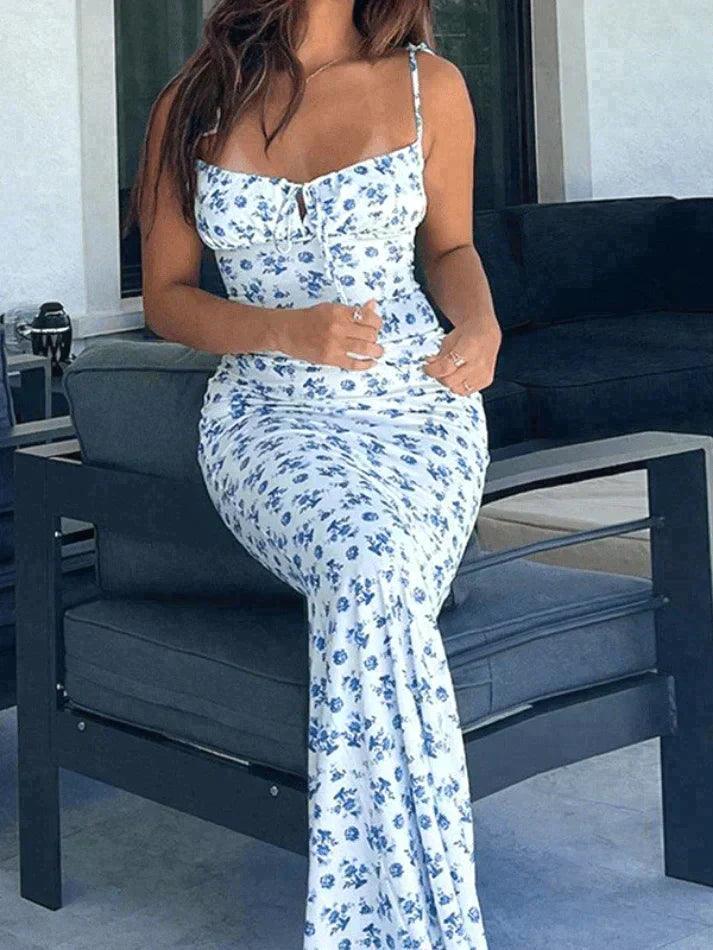 Levoire | Robe Maxi Avec Laçage Et Motif Floral Pour Un Look Romantique