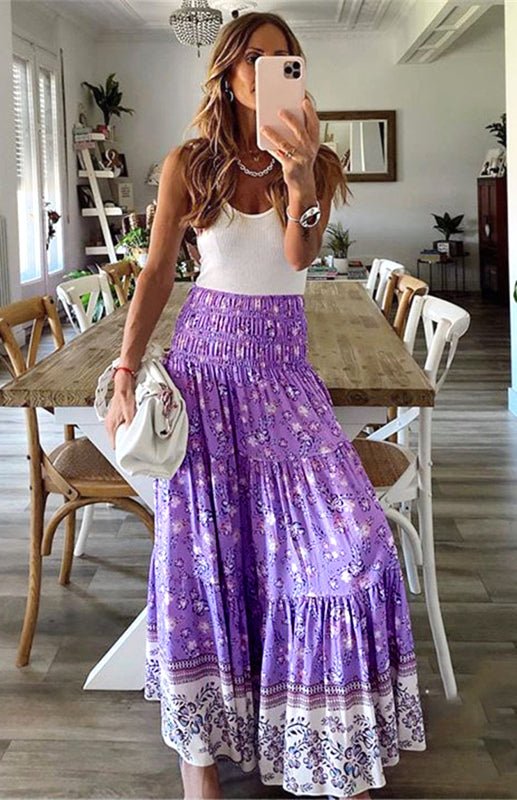 Levoire | Femme Vêtements de loisirs Boho Imprimé Jupe Violet