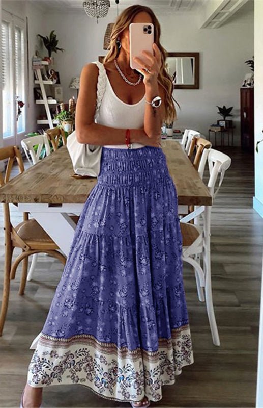 Levoire | Femme Vêtements de loisirs Boho Imprimé Jupe Bleu