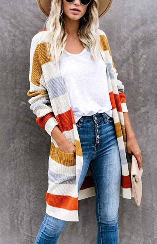 Levoire | Dame Mode de loisirs Rayé Contraste Gilet tricoté