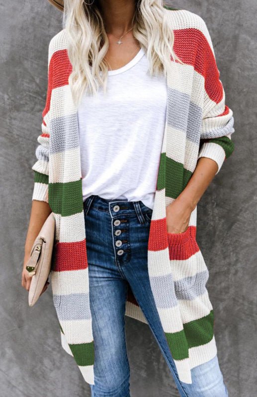 Levoire | Dame Mode de loisirs Rayé Contraste Gilet tricoté